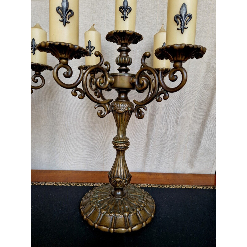 Paire de chandeliers vintage en bronze