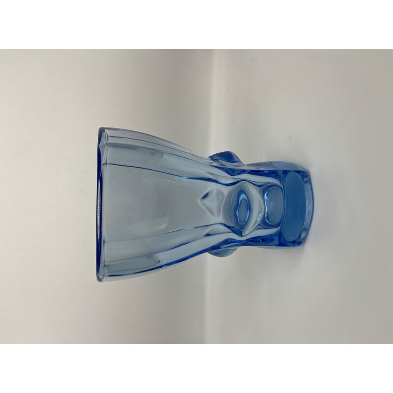 Vase bleu vintage en verre, 1950