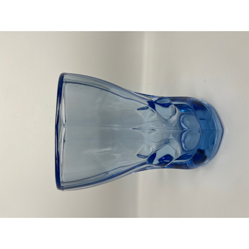 Vase bleu vintage en verre, 1950