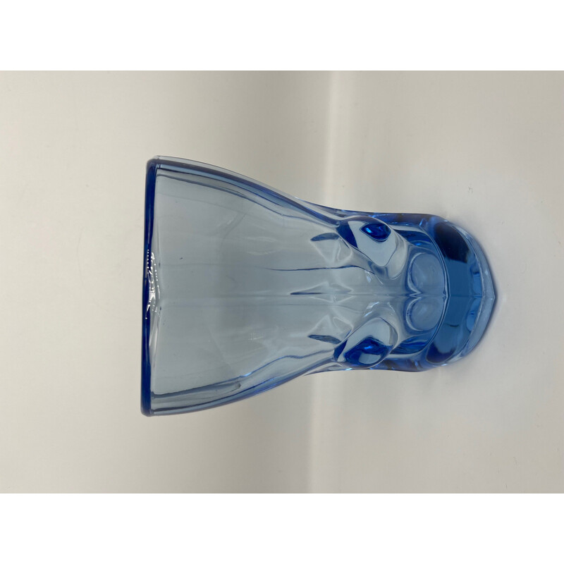 Vintage blauwe glazen vaas, 1950