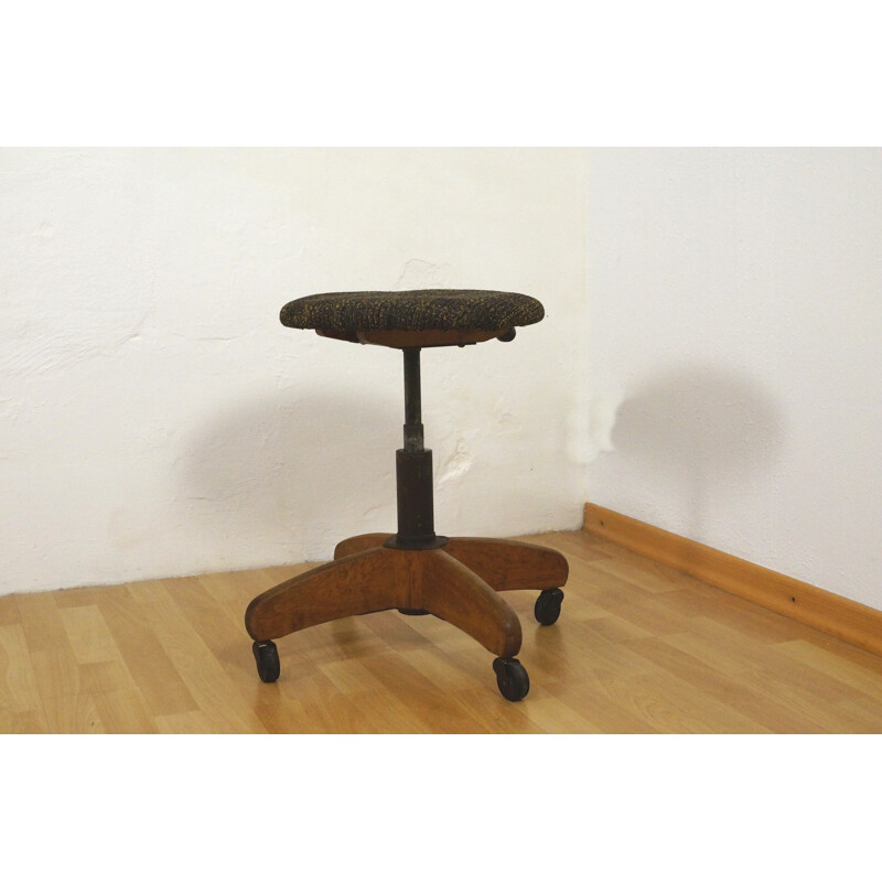 Post-war wooden industrial stool - 1950s