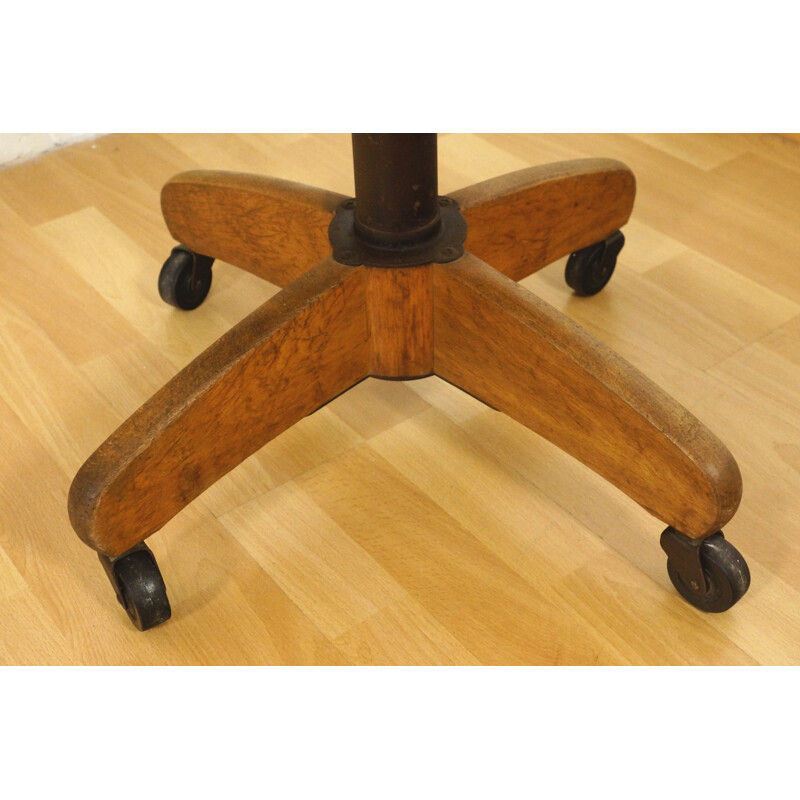 Post-war wooden industrial stool - 1950s