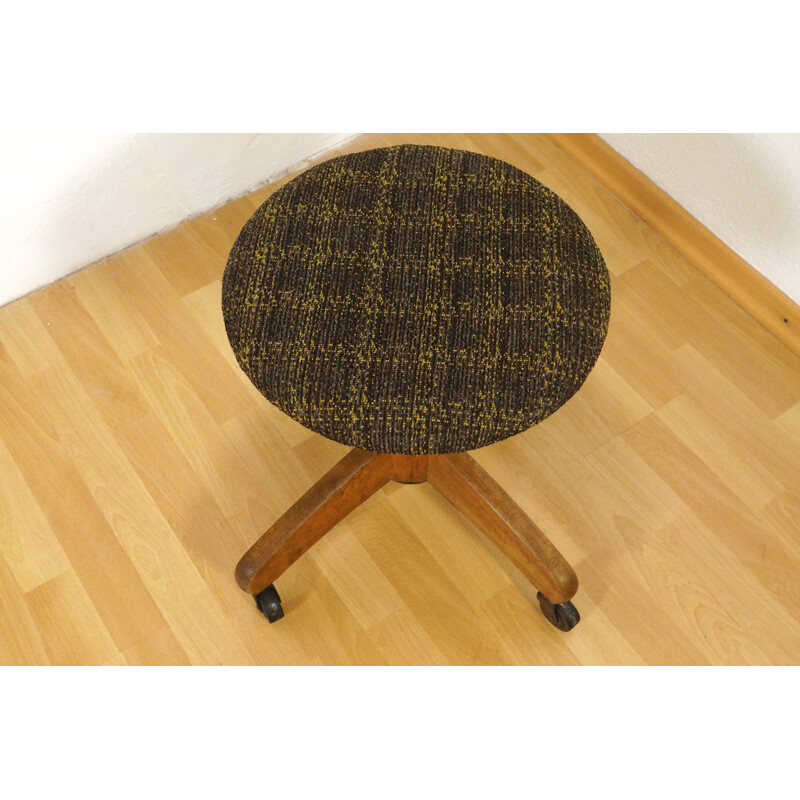 Post-war wooden industrial stool - 1950s