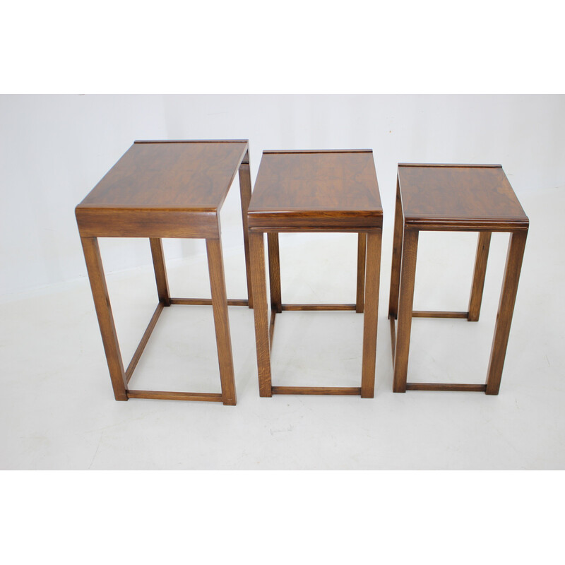 Vintage nesting tables in walnut, Czechoslovakia 1930