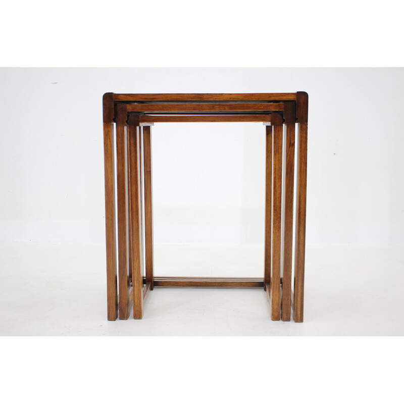 Vintage nesting tables in walnut, Czechoslovakia 1930