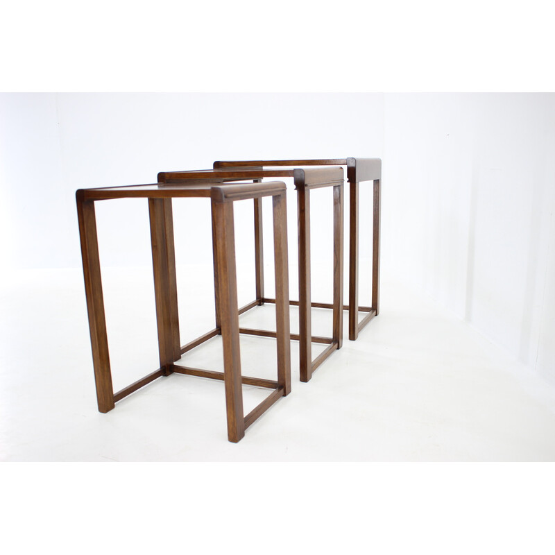 Vintage nesting tables in walnut, Czechoslovakia 1930