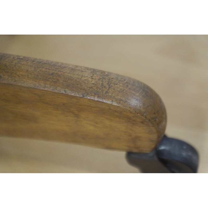 Post-war wooden industrial stool - 1950s