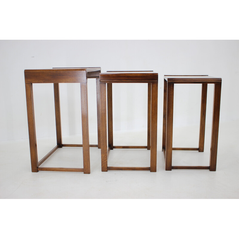 Vintage nesting tables in walnut, Czechoslovakia 1930