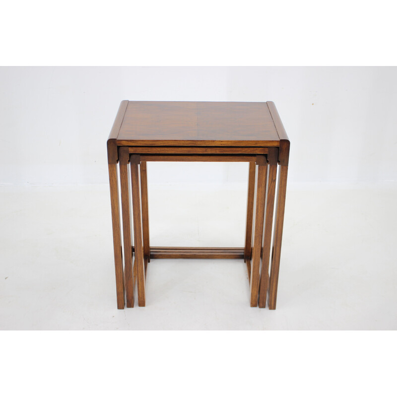 Vintage nesting tables in walnut, Czechoslovakia 1930