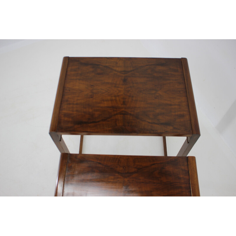 Vintage nesting tables in walnut, Czechoslovakia 1930