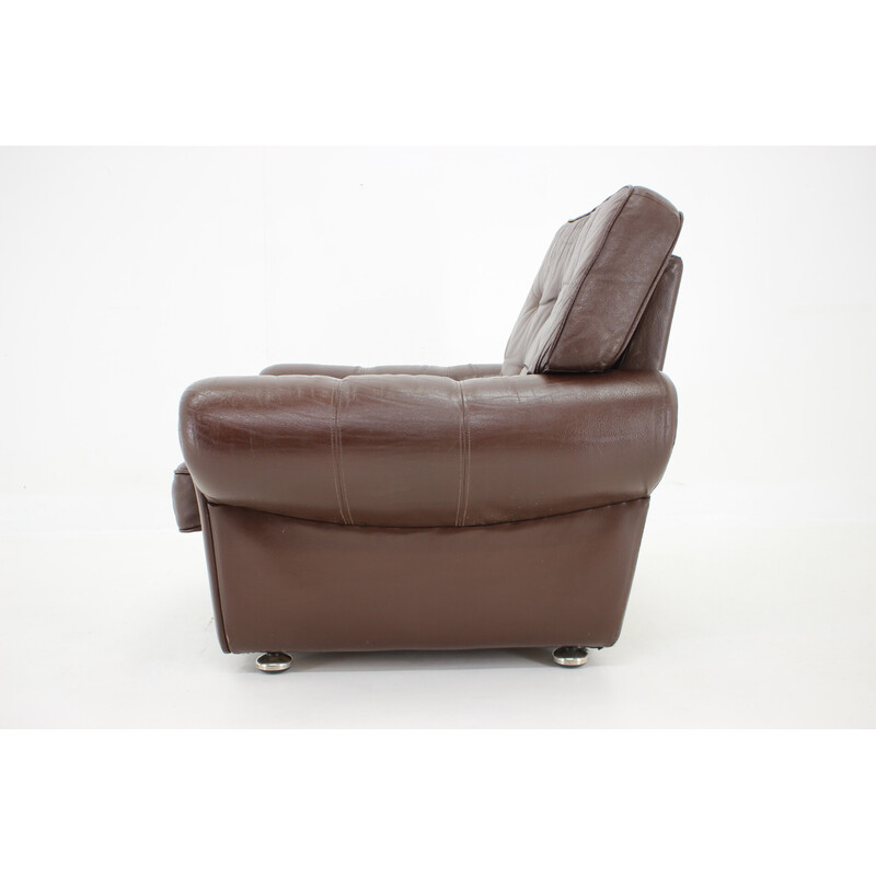 Vintage brown leather armchair, Denmark 1970