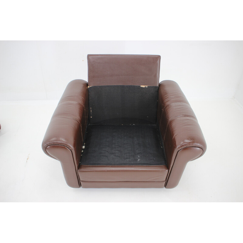 Vintage brown leather armchair, Denmark 1970