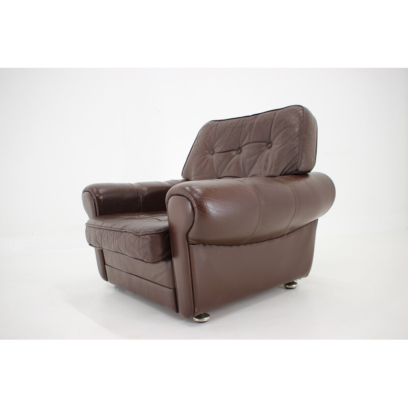 Vintage brown leather armchair, Denmark 1970