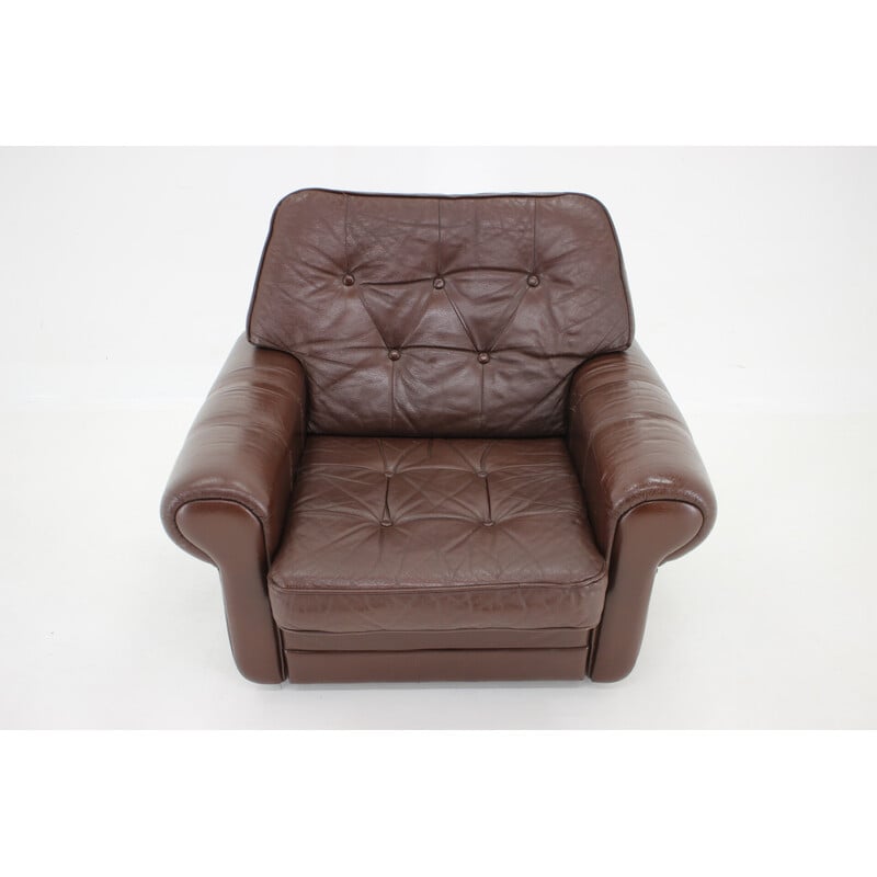Vintage brown leather armchair, Denmark 1970