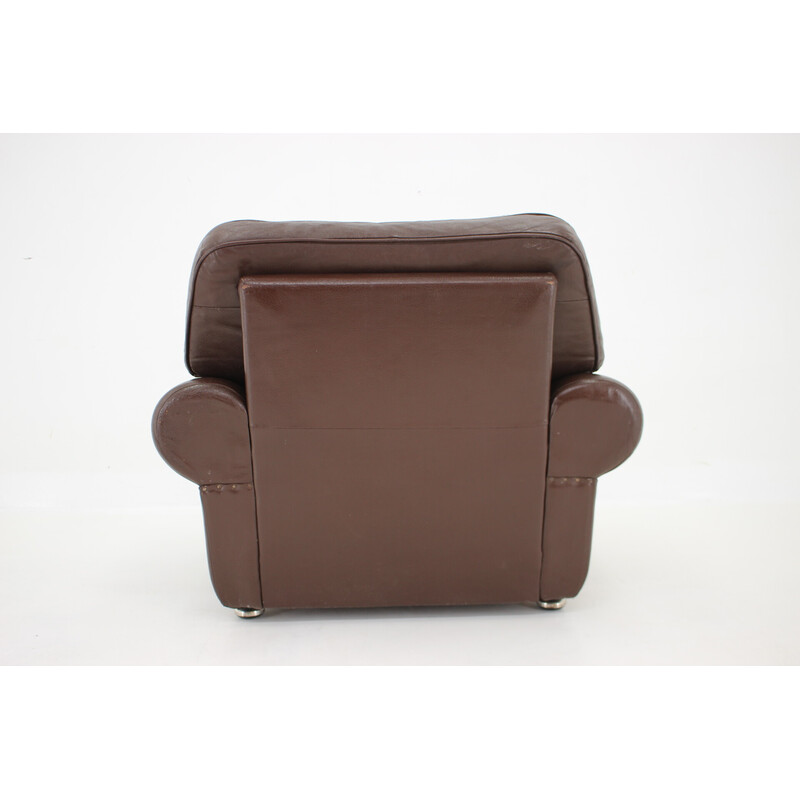 Vintage brown leather armchair, Denmark 1970