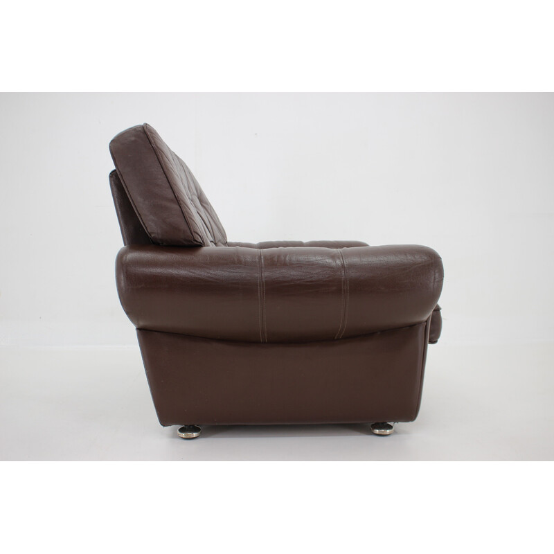 Vintage brown leather armchair, Denmark 1970