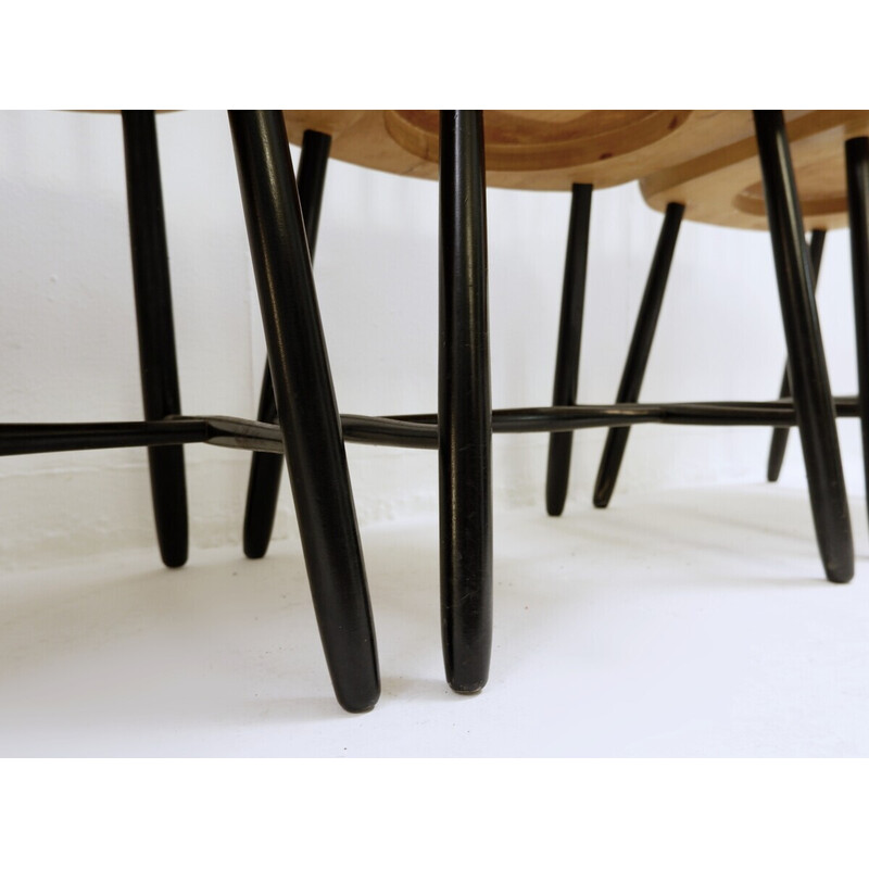 Set of 6 mid-century Spindle back dining chairs by Yngve Ekström for Pastoe, Netherlands 1950s