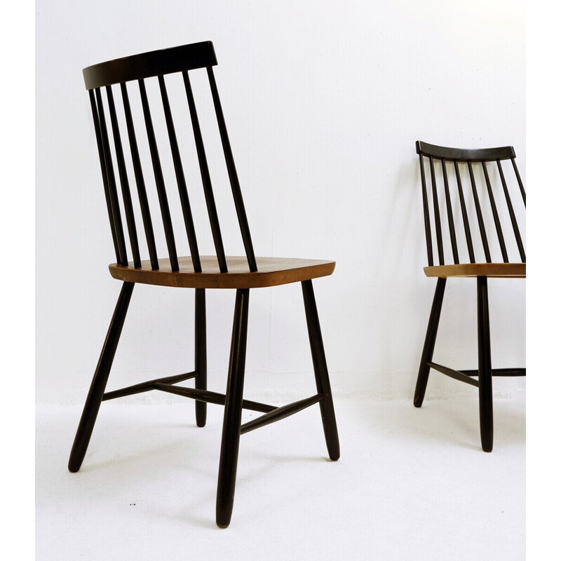 Set of 6 mid-century Spindle back dining chairs by Yngve Ekström for Pastoe, Netherlands 1950s