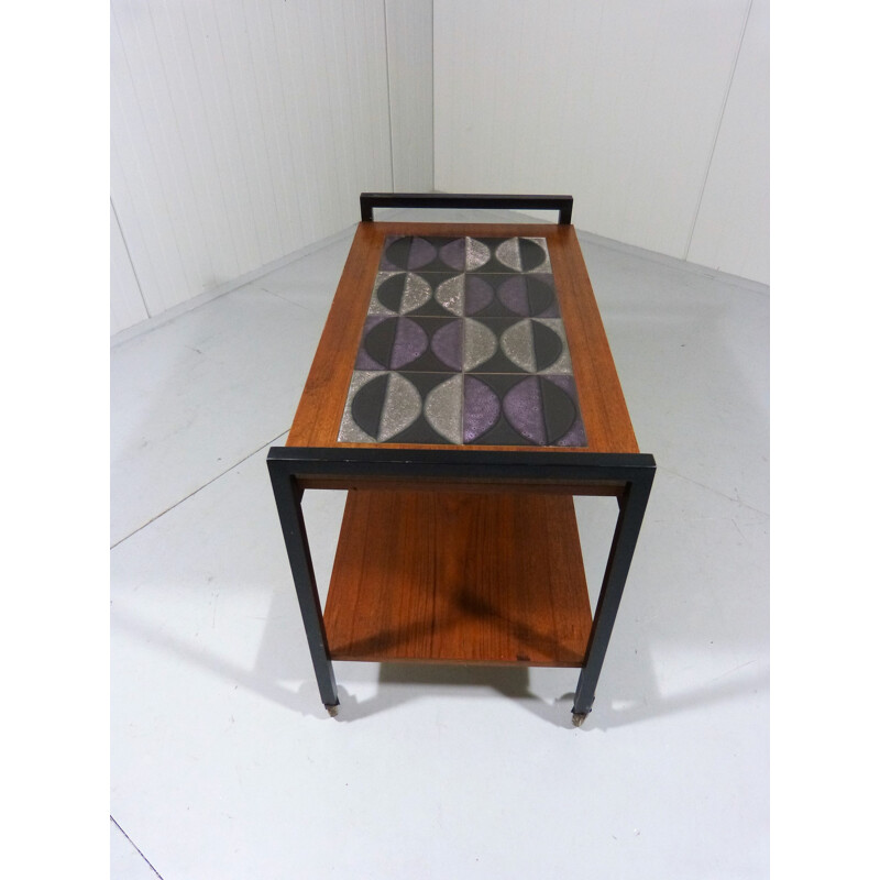 Teak trolley with ceramic tiles - 1960s