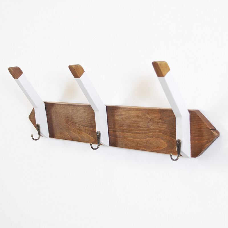 Art Deco vintage walnut wall coat rack, Spain 1930s