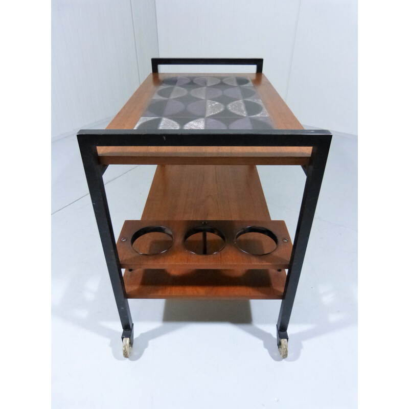 Teak trolley with ceramic tiles - 1960s