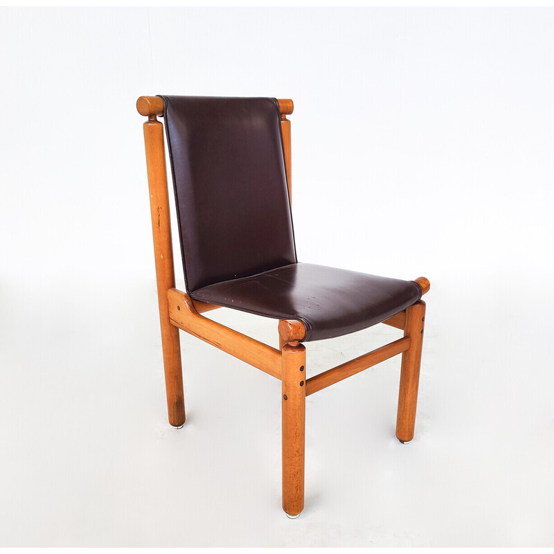 Set of 6 mid-century leather dining chairs by Ilmari Tapiovaara, 1970s