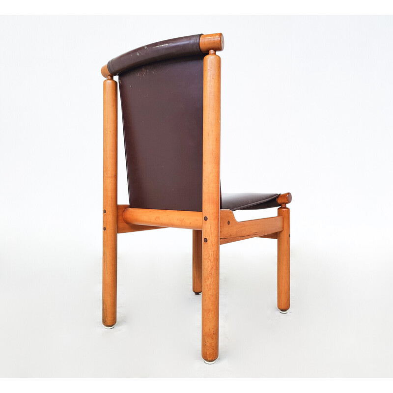 Set of 6 mid-century leather dining chairs by Ilmari Tapiovaara, 1970s