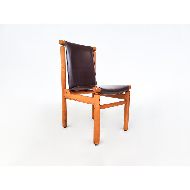 Set of 6 mid-century leather dining chairs by Ilmari Tapiovaara, 1970s