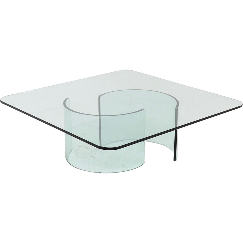 Vintage glass coffee table, Italy 1970