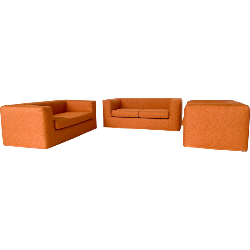 Vintage orange living room set, Italy 1970