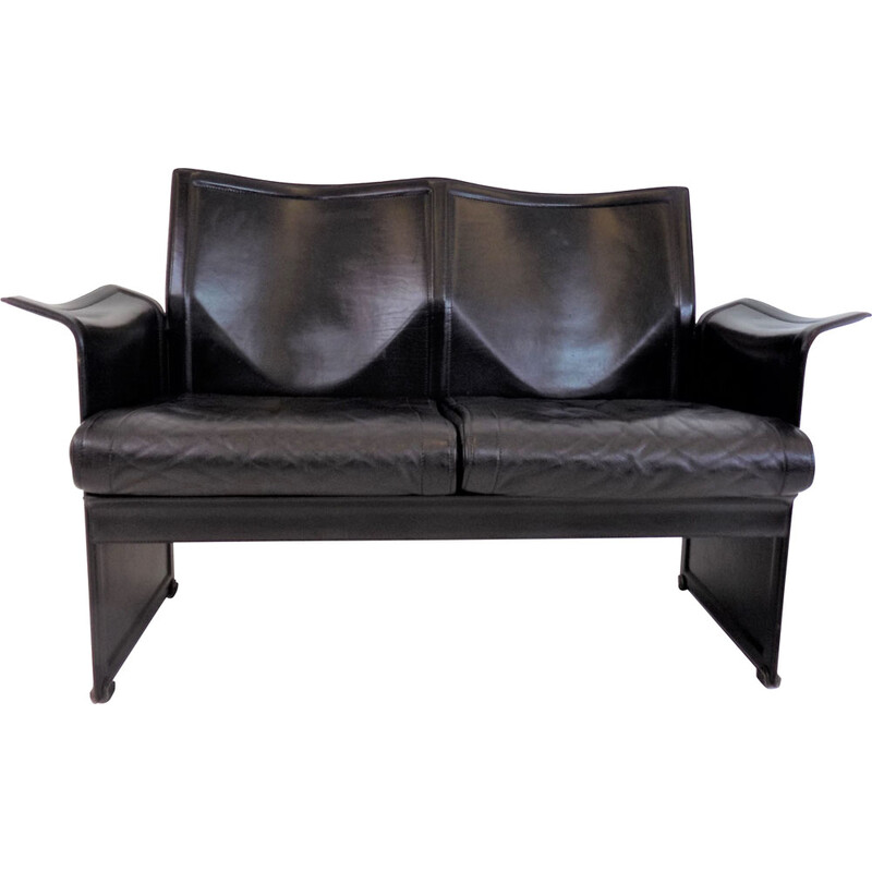 Vintage Korium 2 seater leather sofa by Tito Agnoli for Matteo Grassi, 1970s