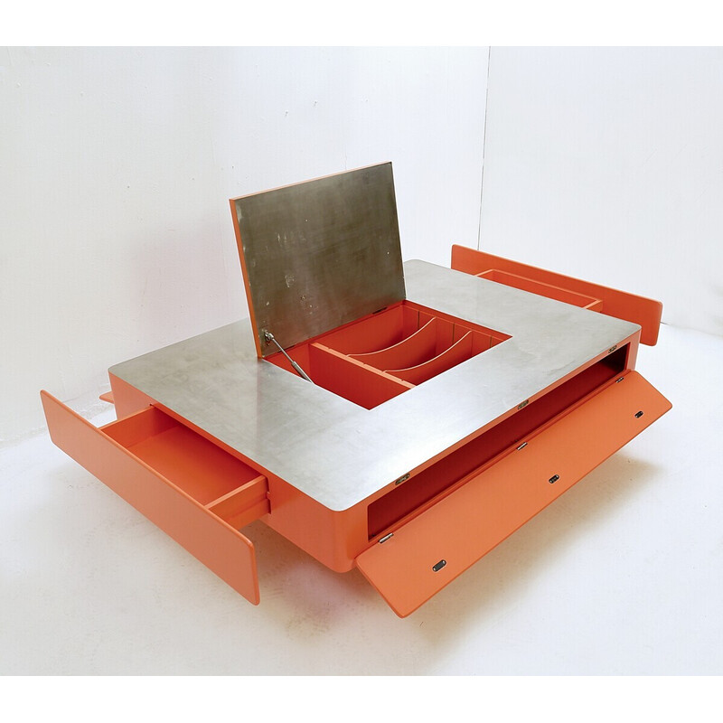 Mid-century orange "Caori" coffee table by Vico Magistretti