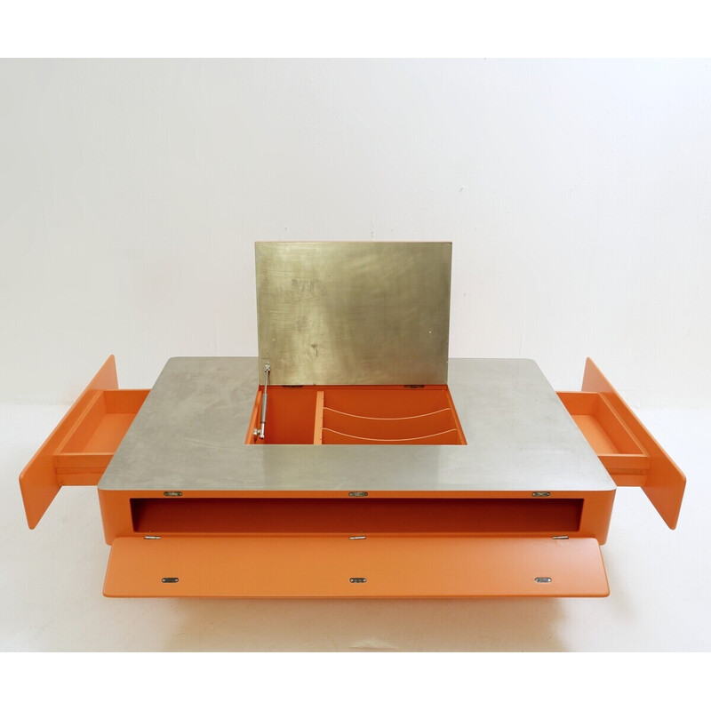 Mid-century orange "Caori" coffee table by Vico Magistretti