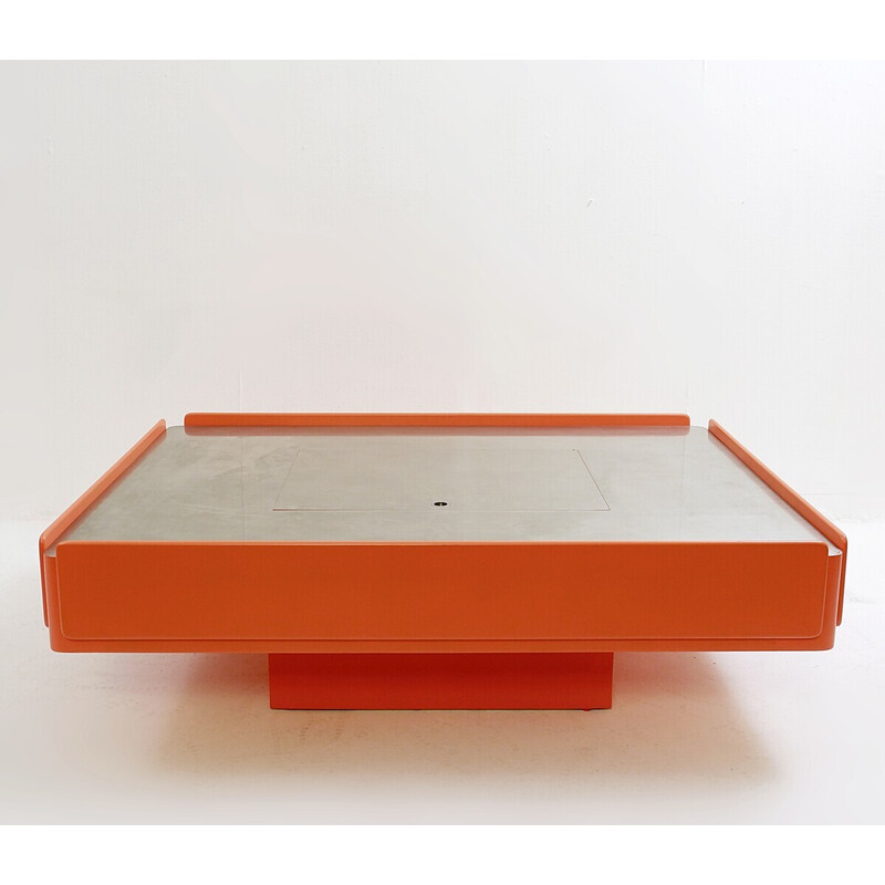 Mid-century orange "Caori" coffee table by Vico Magistretti