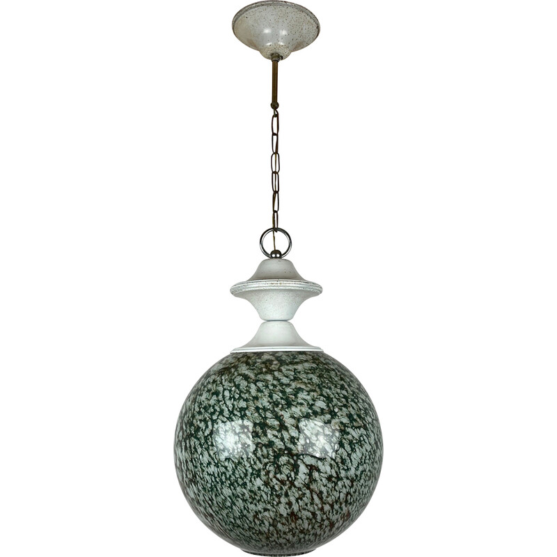 Vintage green Murano glass pendant lamp, Italy 1970s