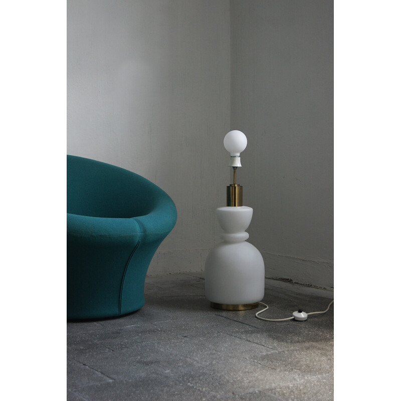 Vintage glass and brass lamp by Doria Leuchten