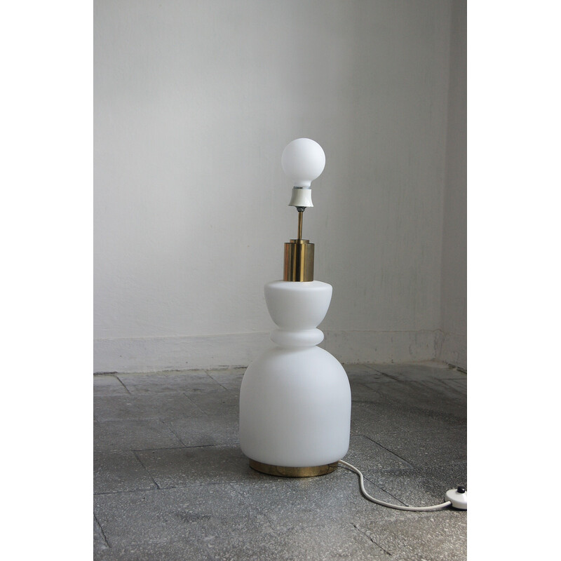 Vintage glass and brass lamp by Doria Leuchten