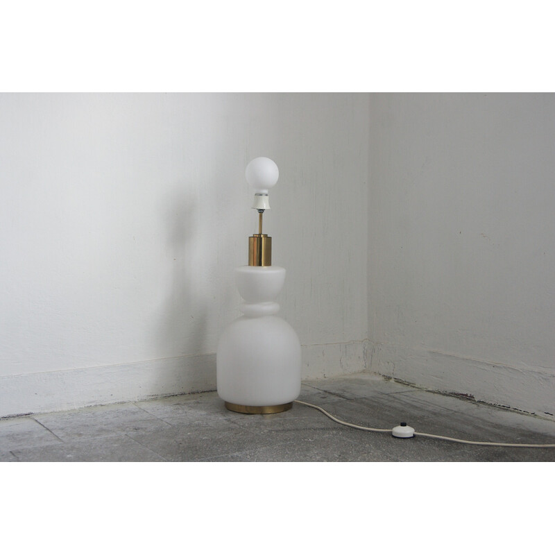 Vintage glass and brass lamp by Doria Leuchten