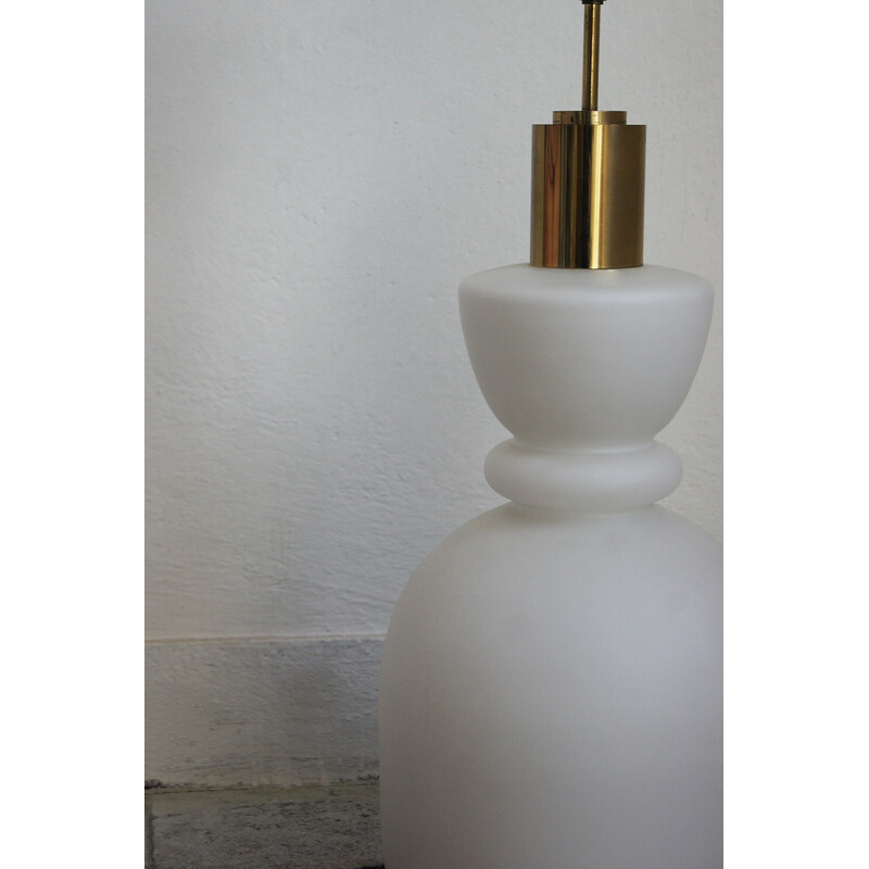 Vintage glass and brass lamp by Doria Leuchten