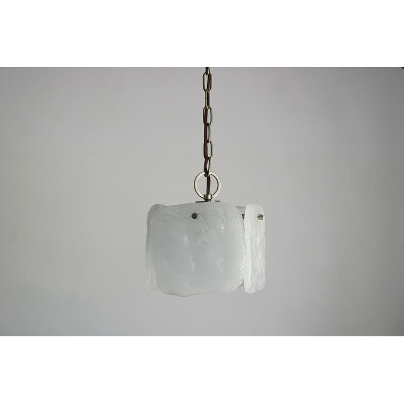 Vintage Kreuzenstein metal and glass pendant lamp by J. T. Kalmar for Kalmar Franken Kg, 1970