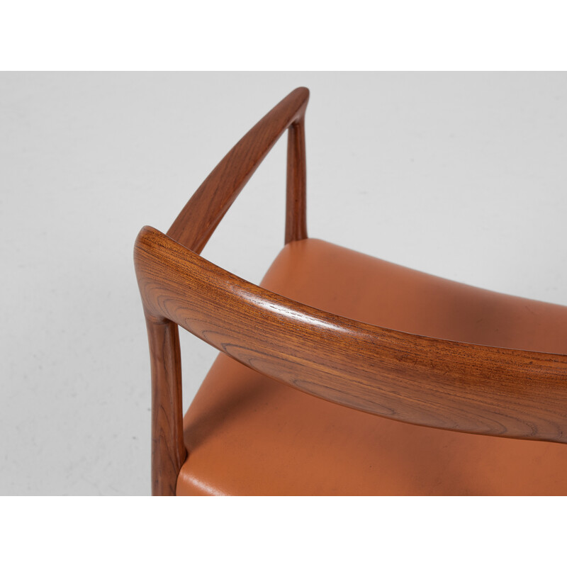 Poltrona vintage modello 56 in teak e pelle di Niels Otto Møller per .L. Møllers Møbelfabrik, Danimarca 1960