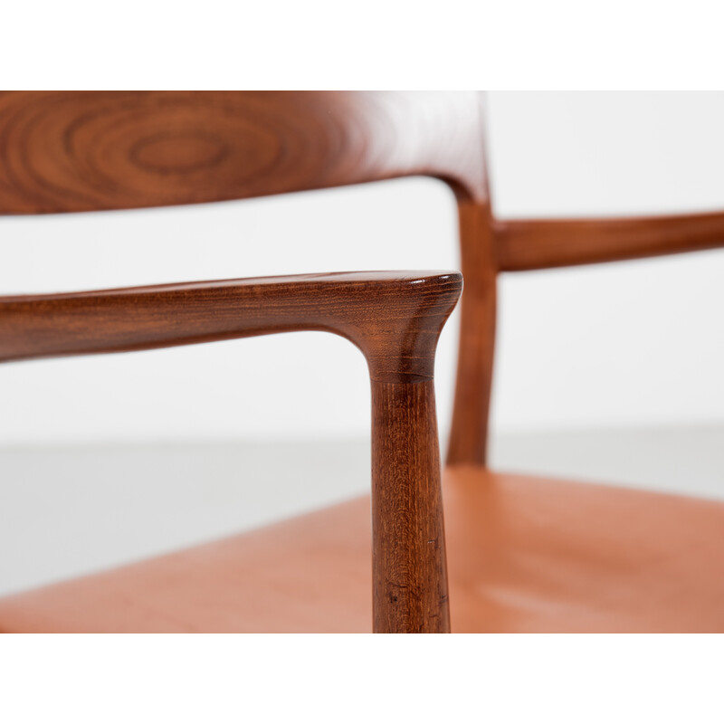 Vintage armchair model 56 in teak and leather by Niels Otto Møller for .L. Møllers Møbelfabrik, Denmark 1960