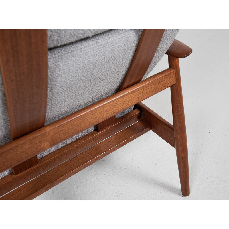 Poltrona e pouf regolabili in teak vintage di Arne Vodder per Cado, Danimarca 1960