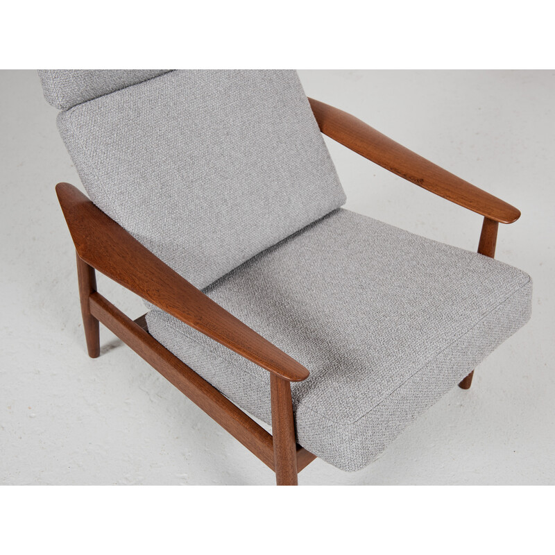 Vintage teak adjustable armchair and ottoman by Arne Vodder for Cado, Denmark 1960