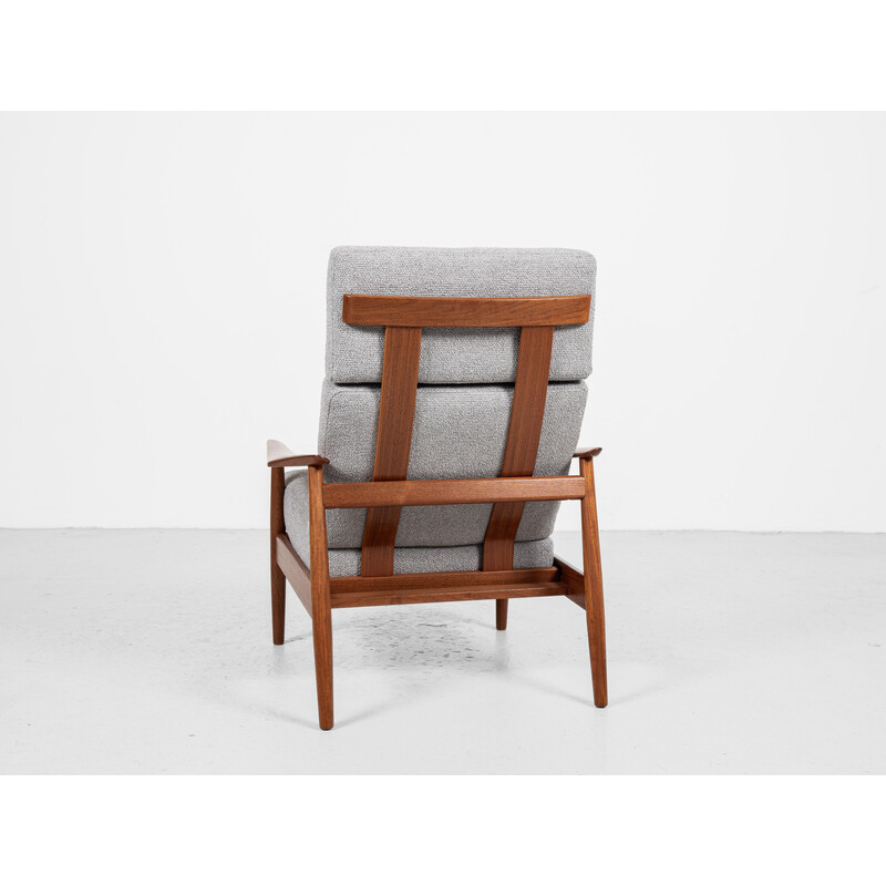 Vintage teakhouten verstelbare fauteuil en voetenbank van Arne Vodder voor Cado, Denemarken 1960