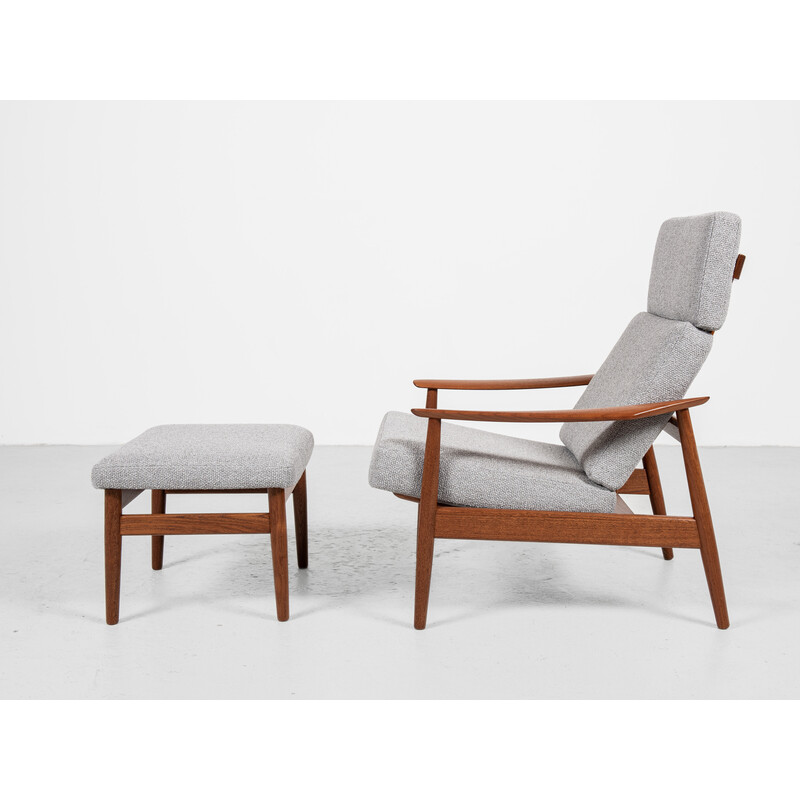 Sillón y otomana de teca vintage de Arne Vodder para Cado, Dinamarca 1960