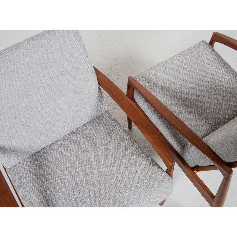 Pair of vintage Paper Knife teak armchairs by Kai Kristiansen for Magnus Olesen, Denmark 1960