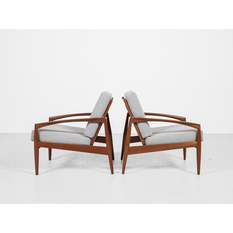 Paar vintage Paper Knife teakhouten fauteuils van Kai Kristiansen voor Magnus Olesen, Denemarken 1960