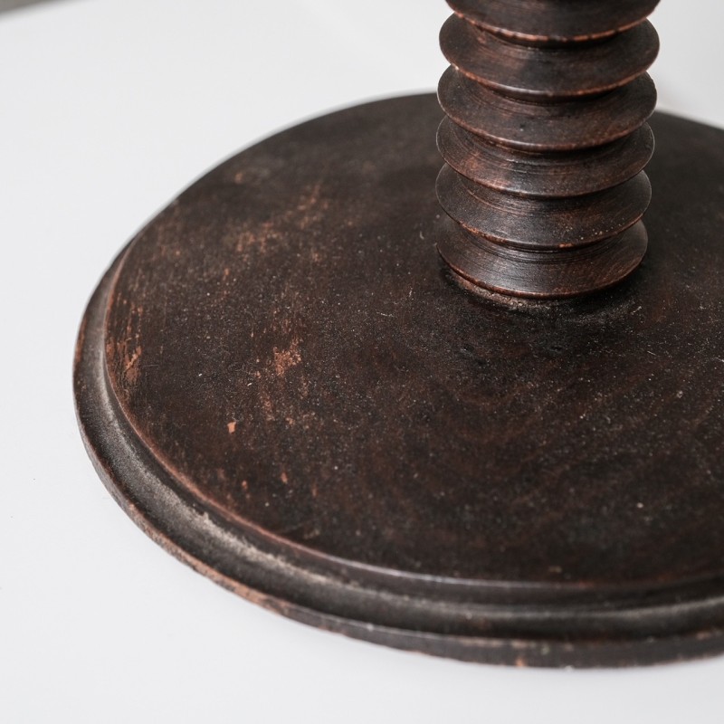 Lámpara de mesa francesa de mediados de siglo en madera de roble torneada, años 50