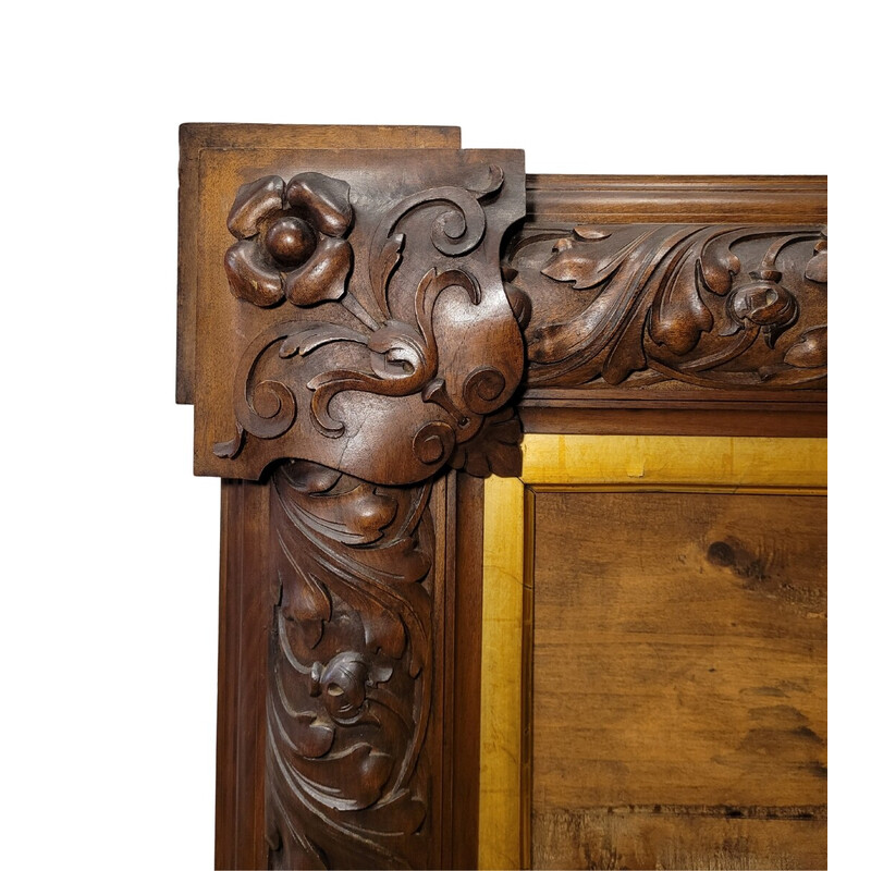 Cornice d'epoca Art Nouveau in legno di noce, Francia 1920